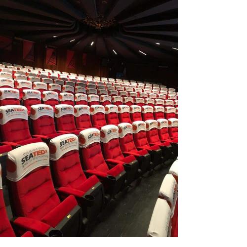 כיסוי למשענת כיסא קולנוע מבד לייקרה אלסטי כולל הדפסה צבעונית מלאה 