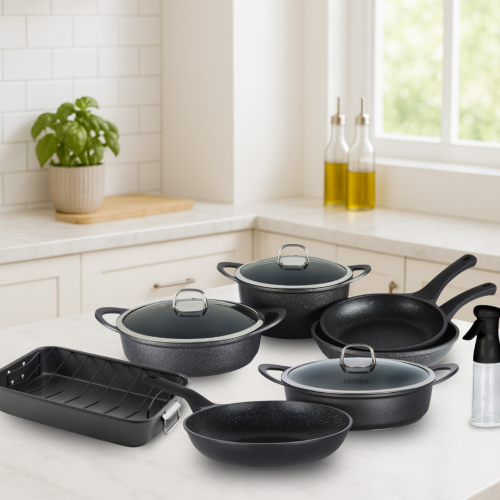מארז בישול 10 חלקים NON-STICK ותבנית רוסטר 