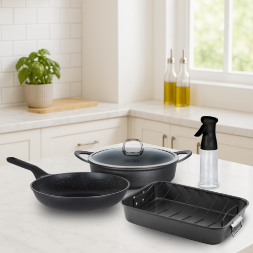 מארז כלי בישול 4 חלקים NON-STICK ותבנית רוסטר