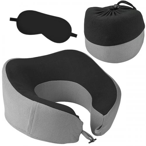 "MEMORY FOAM" כרית נסיעות לצוואר מרופדת עם כיסוי לעיניים
