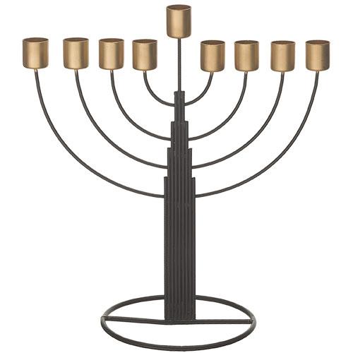 חנוכיית חוטים חצי עגול לשמן - שחור 