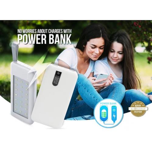 פאור בנק  עם צג דיגיטלי 10000MAH כולל כבלים מובנים