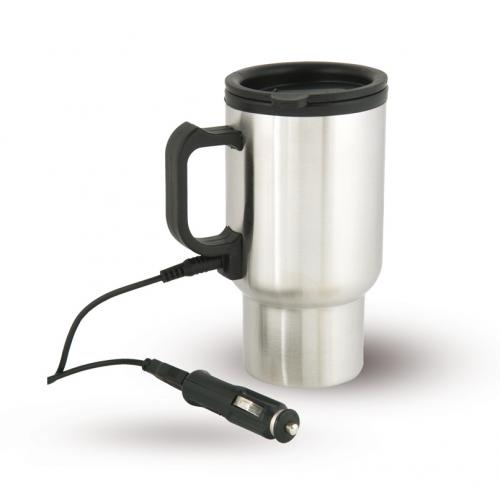 כוס תרמית נירוסטה עם חיבור למצת+USB תכולה 480 מל