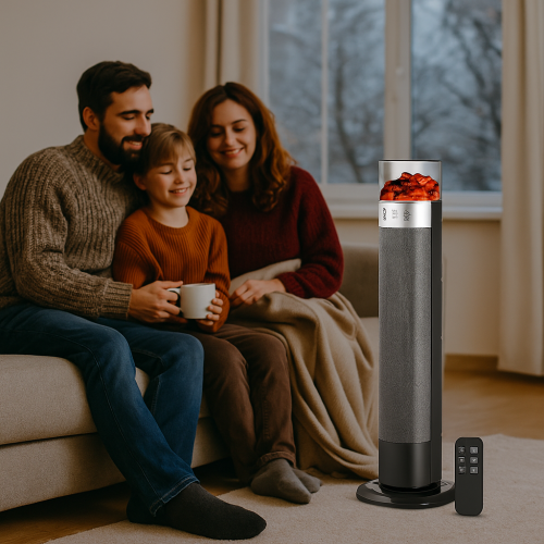 עמוד חימום קרמי 2000W עם אפקט להבה