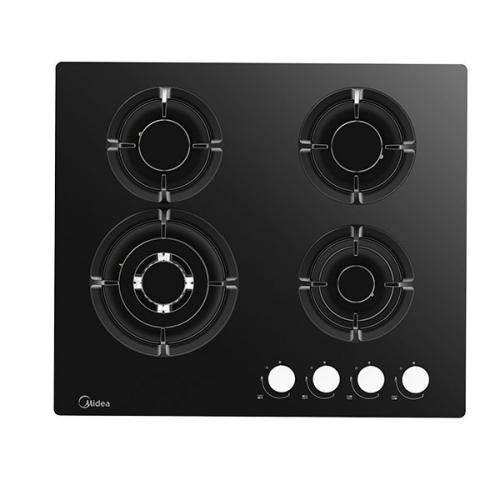 כיריים גז 4 להבות בגימור זכוכית שחורה 