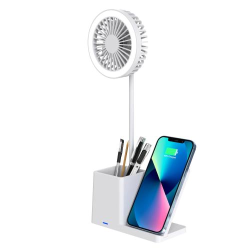 מטען אלחוטי 15w המשולב עם מעמד עטים ומאוורר