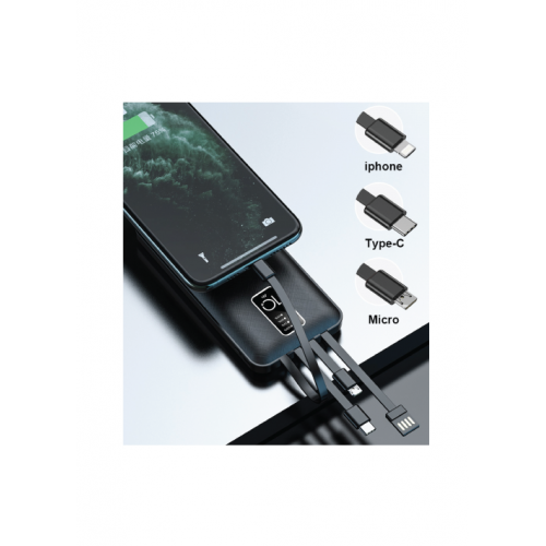 פאור בנק/ מטען צג דיגיטלי מטען 10000MAH+כבלים מובנים